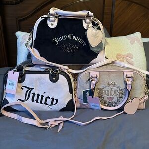 Juicy Couture Black and Cream bowler bags set of 3